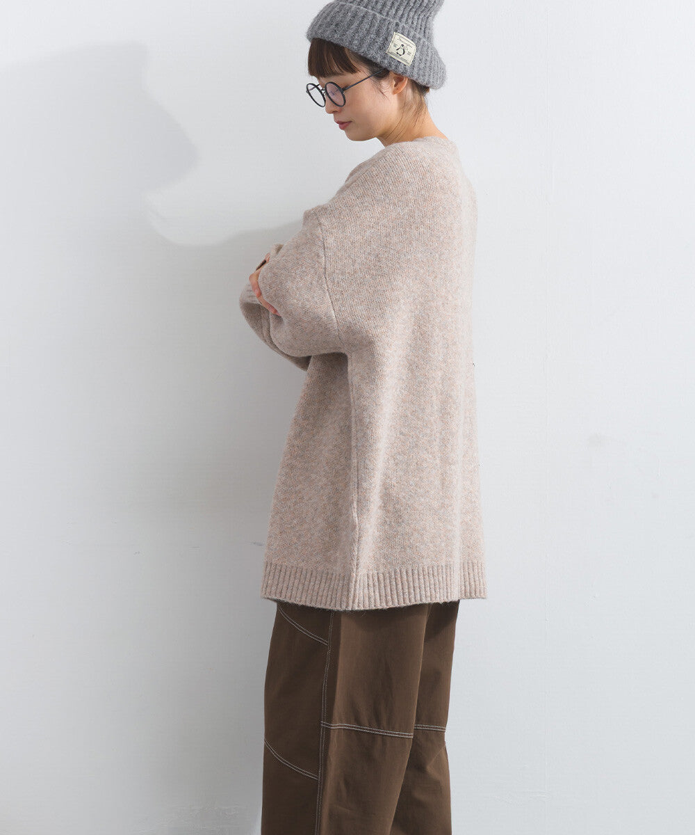 【iriey】隨機鈕扣 蓬鬆絨感 寬鬆針織開衫 Japan E-Shop