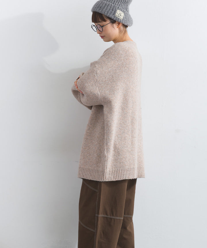 【iriey】隨機鈕扣 蓬鬆絨感 寬鬆針織開衫 Japan E-Shop
