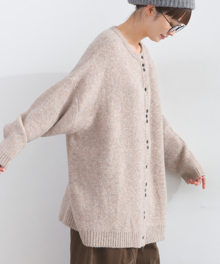 【iriey】隨機鈕扣 蓬鬆絨感 寬鬆針織開衫 Japan E-Shop