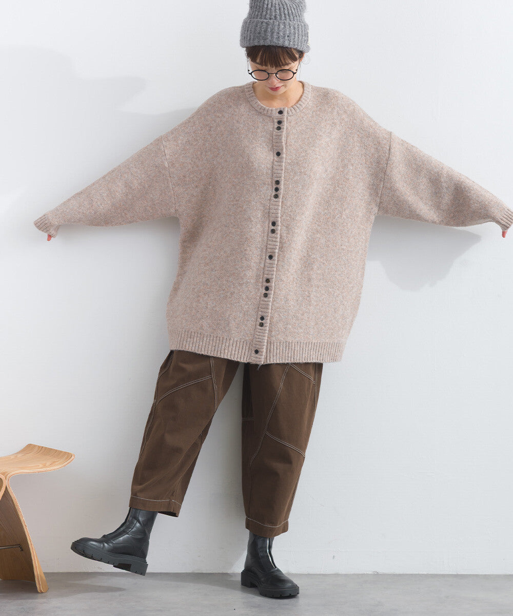 【iriey】隨機鈕扣 蓬鬆絨感 寬鬆針織開衫 Japan E-Shop