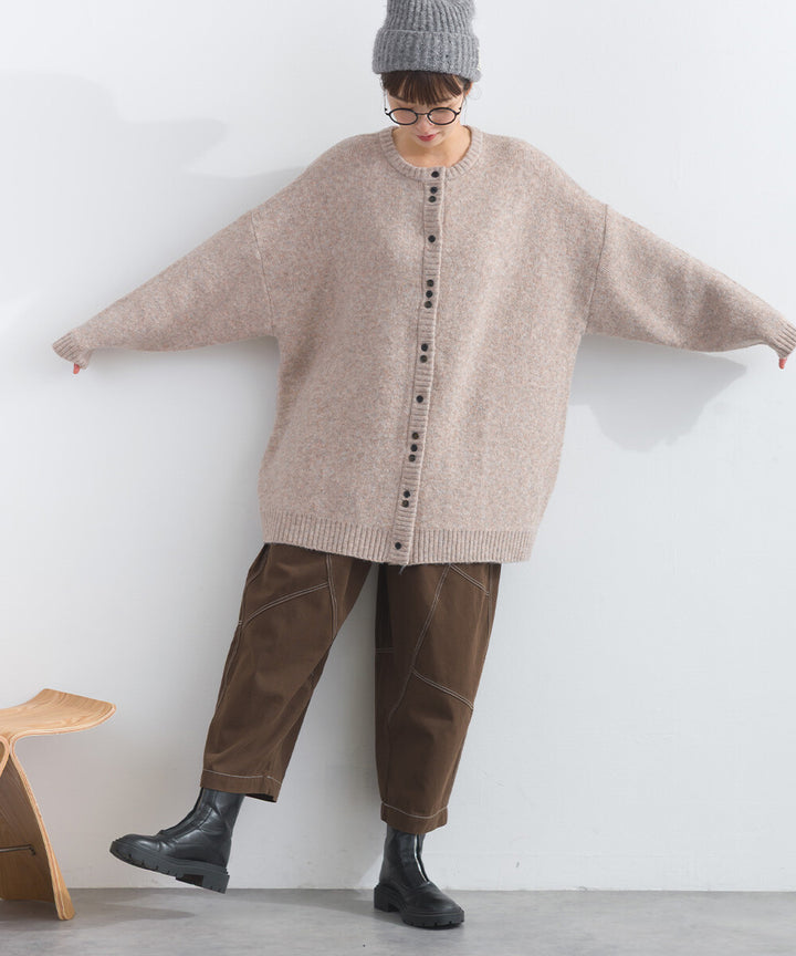 【iriey】隨機鈕扣 蓬鬆絨感 寬鬆針織開衫 Japan E-Shop
