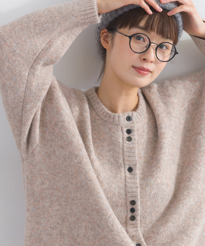 【iriey】隨機鈕扣 蓬鬆絨感 寬鬆針織開衫 Japan E-Shop
