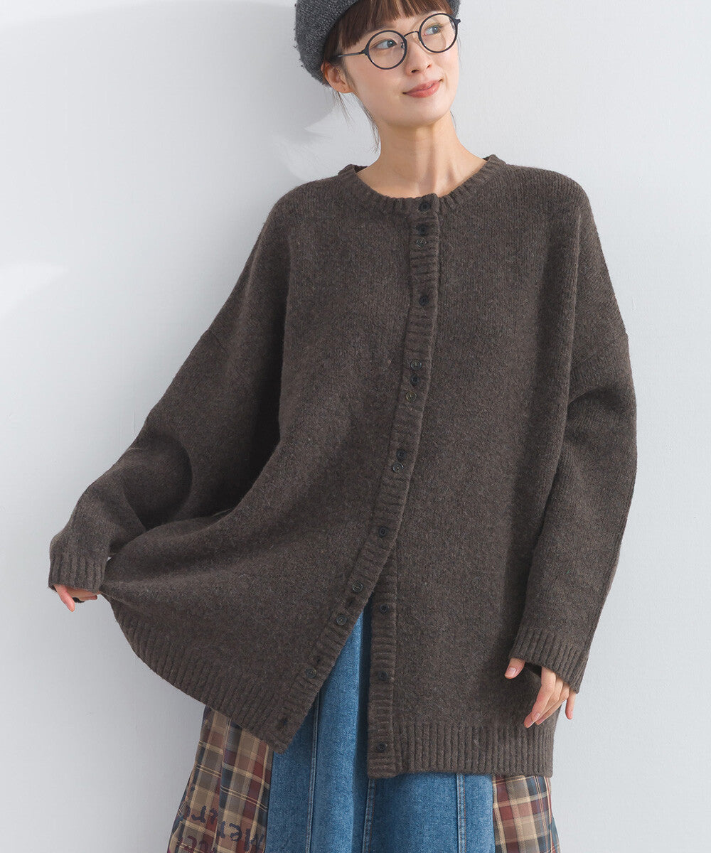 【iriey】隨機鈕扣 蓬鬆絨感 寬鬆針織開衫 Japan E-Shop