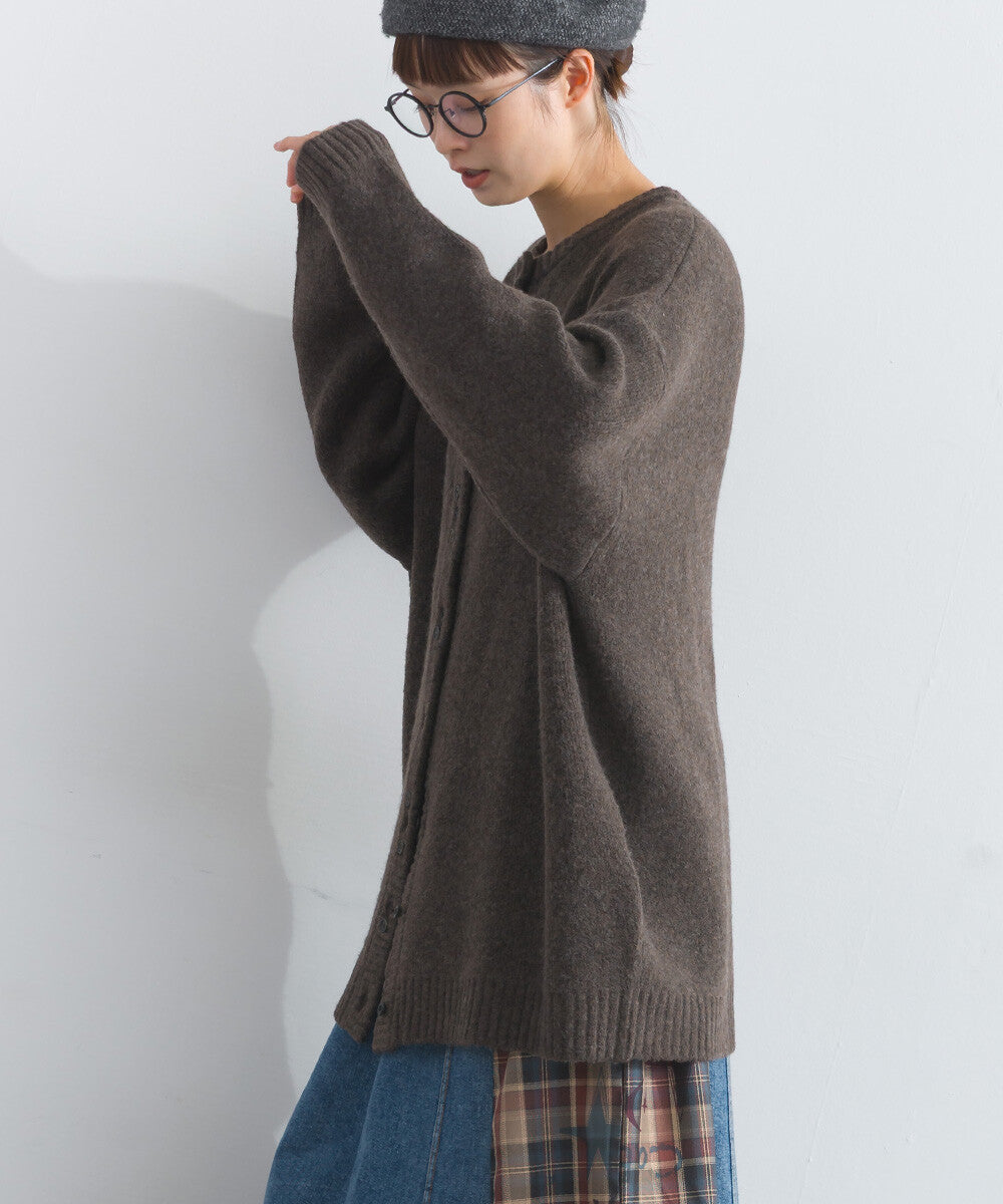 【iriey】隨機鈕扣 蓬鬆絨感 寬鬆針織開衫 Japan E-Shop
