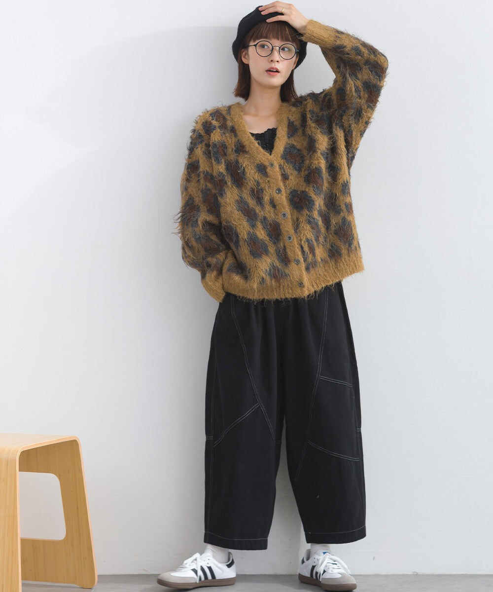 【iriey】豹紋刷毛 V領寬鬆 針織開衫 Japan E-Shop