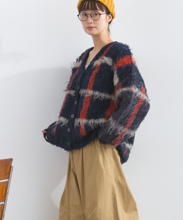 【iriey】豹紋刷毛 V領寬鬆 針織開衫 Japan E-Shop