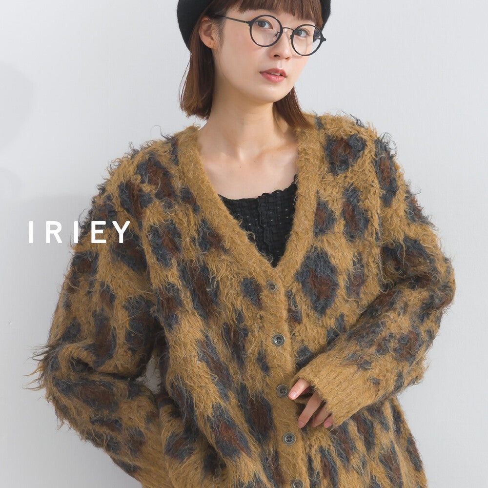 【iriey】豹紋刷毛 V領寬鬆 針織開衫 顏色