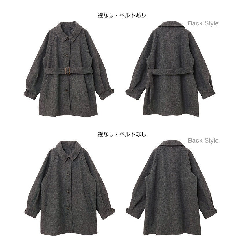 【Alma Design】仿羊毛披肩中長版大衣 可拆式斗篷綁帶顯瘦 顏色