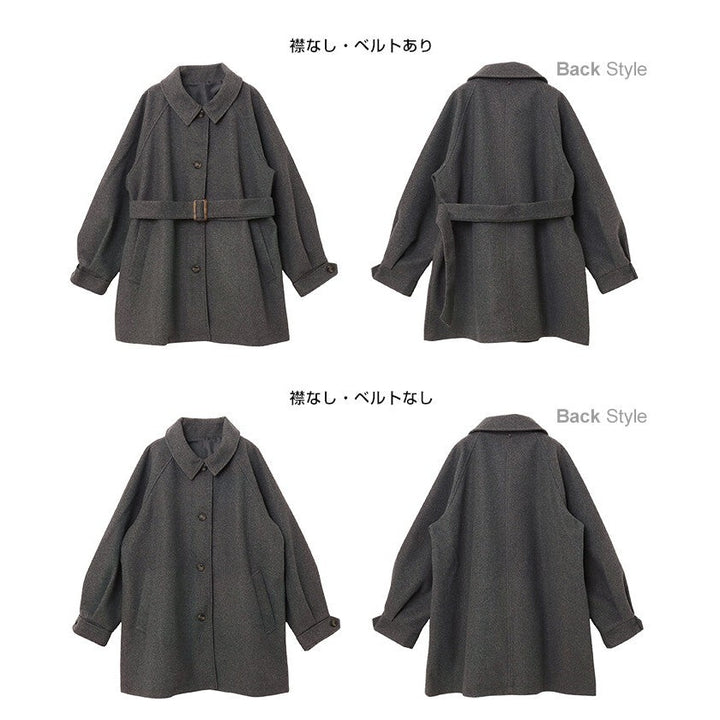 【Alma Design】仿羊毛披肩中長版大衣 可拆式斗篷綁帶顯瘦 顏色