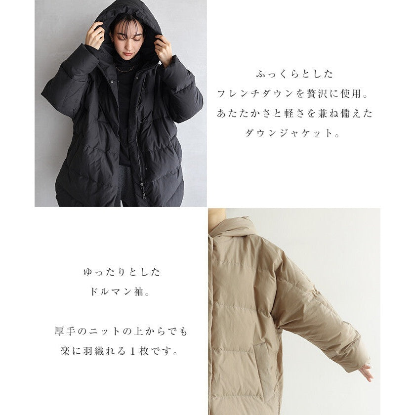 【evernavy】法國羽絨連帽蝙蝠袖側拉鍊外套 Japan E-Shop