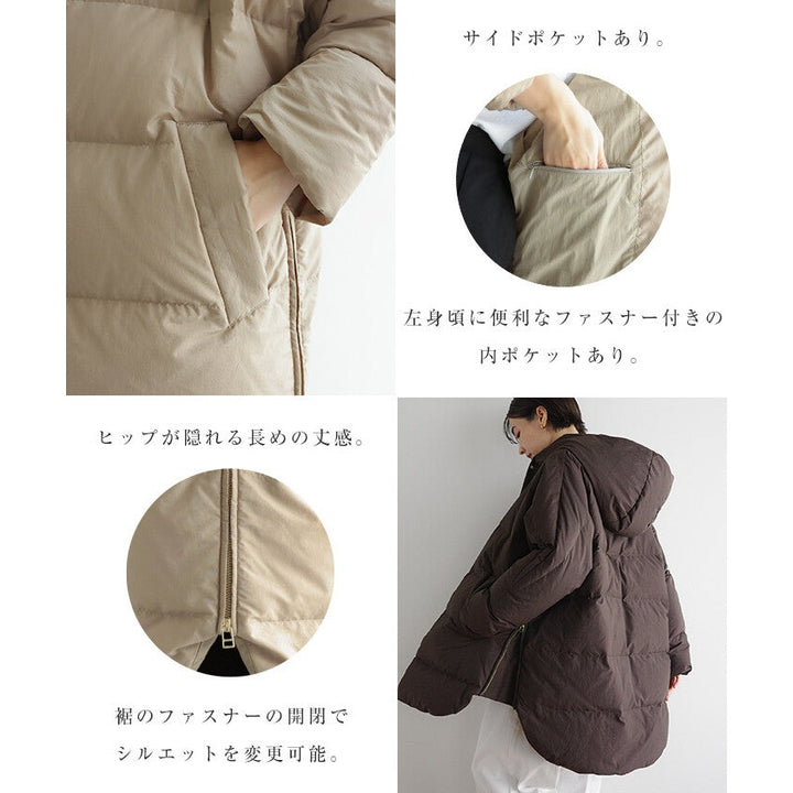 【evernavy】法國羽絨連帽蝙蝠袖側拉鍊外套 Japan E-Shop
