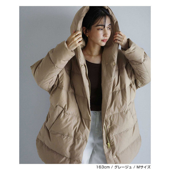 【evernavy】法國羽絨連帽蝙蝠袖側拉鍊外套 Japan E-Shop