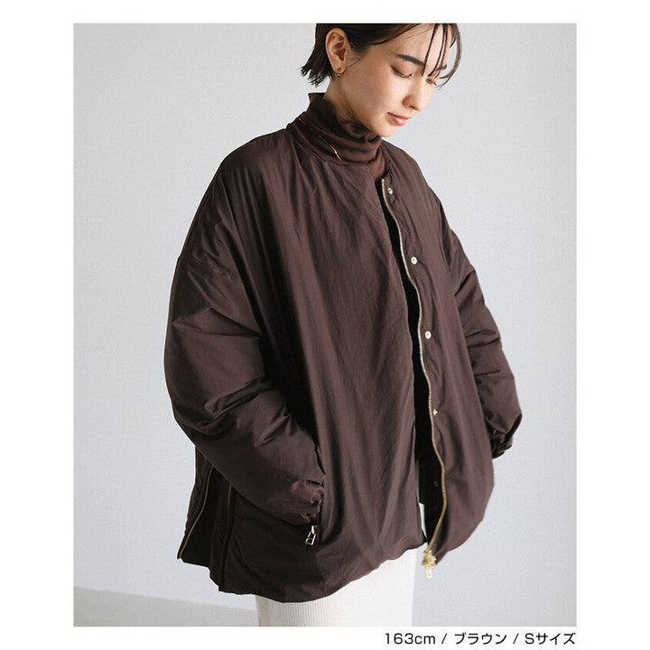 【evernavy】法國羽絨無領寬版側拉鍊外套 Japan E-Shop