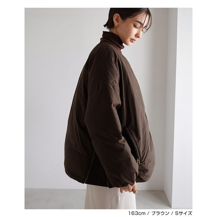 【evernavy】法國羽絨無領寬版側拉鍊外套 Japan E-Shop