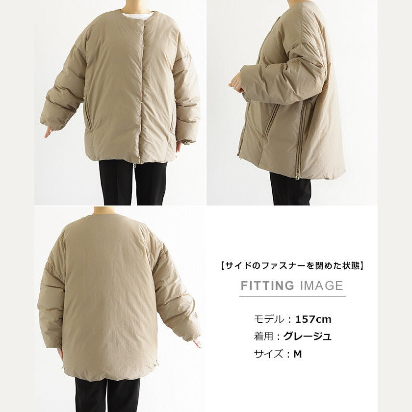 【evernavy】法國羽絨無領寬版側拉鍊外套 Japan E-Shop