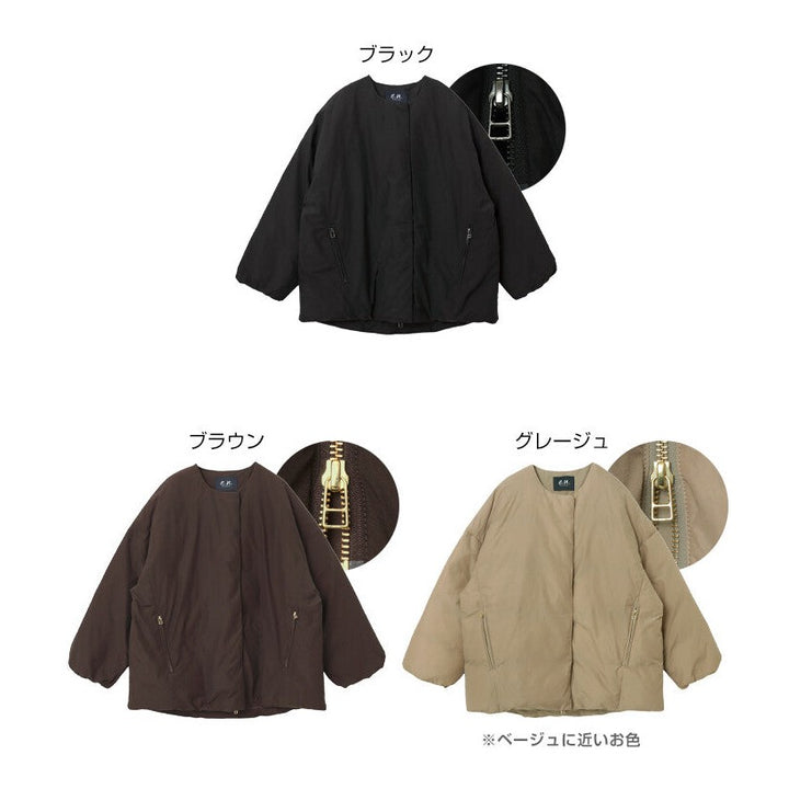 【evernavy】法國羽絨無領寬版側拉鍊外套 Japan E-Shop
