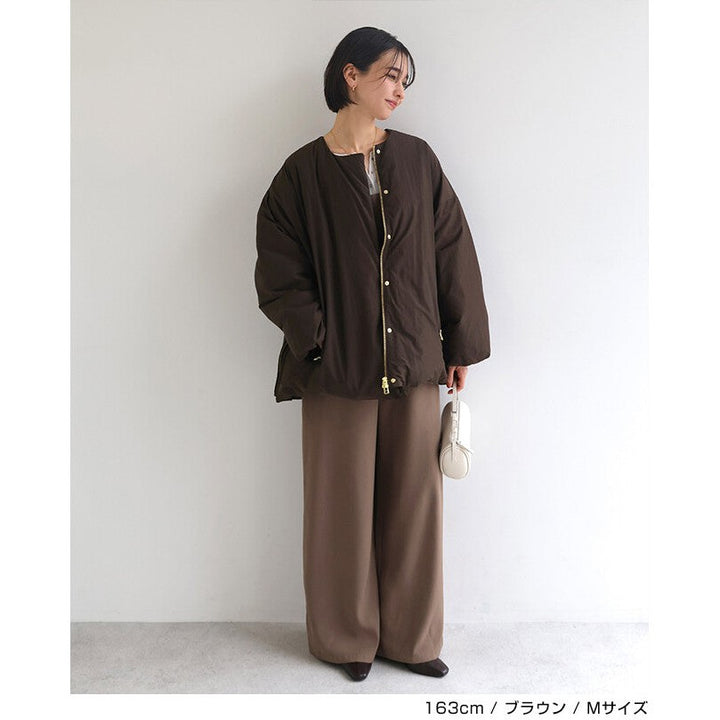 【evernavy】法國羽絨無領寬版側拉鍊外套 Japan E-Shop