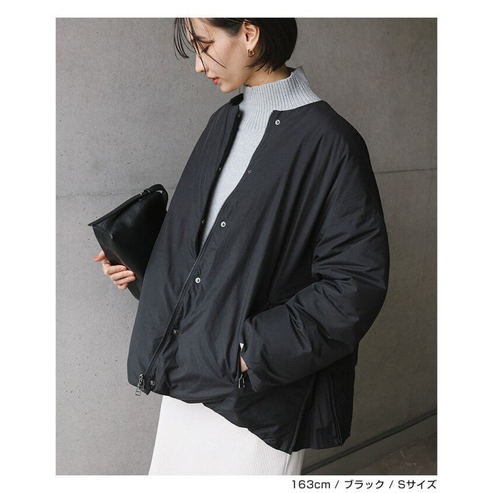 【evernavy】法國羽絨無領寬版側拉鍊外套 Japan E-Shop