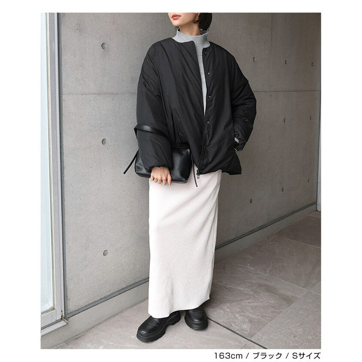 【evernavy】法國羽絨無領寬版側拉鍊外套 Japan E-Shop