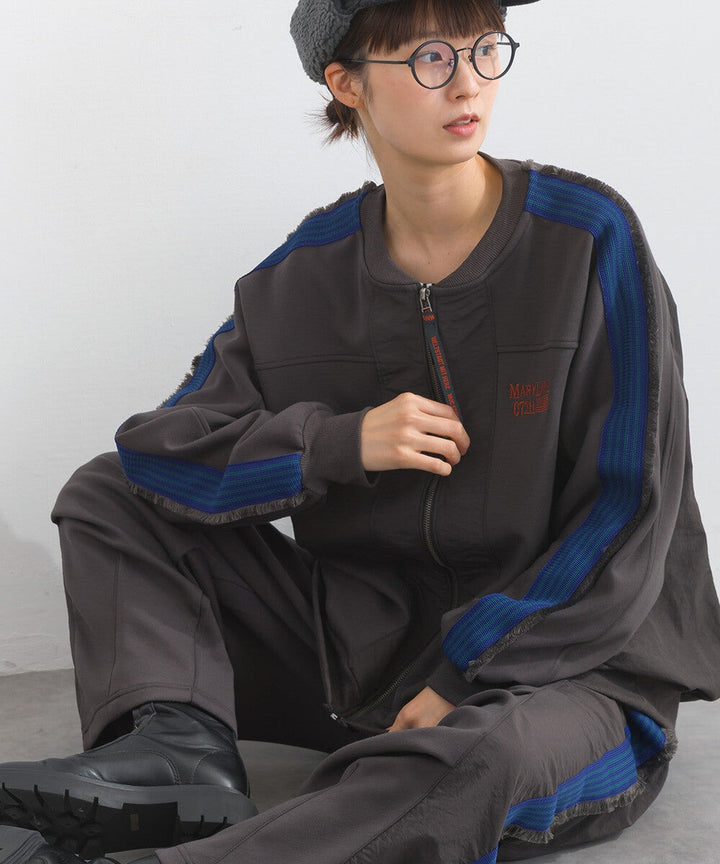 【iriey】流蘇線條織帶 彈力布料 拉鍊短外套 Japan E-Shop