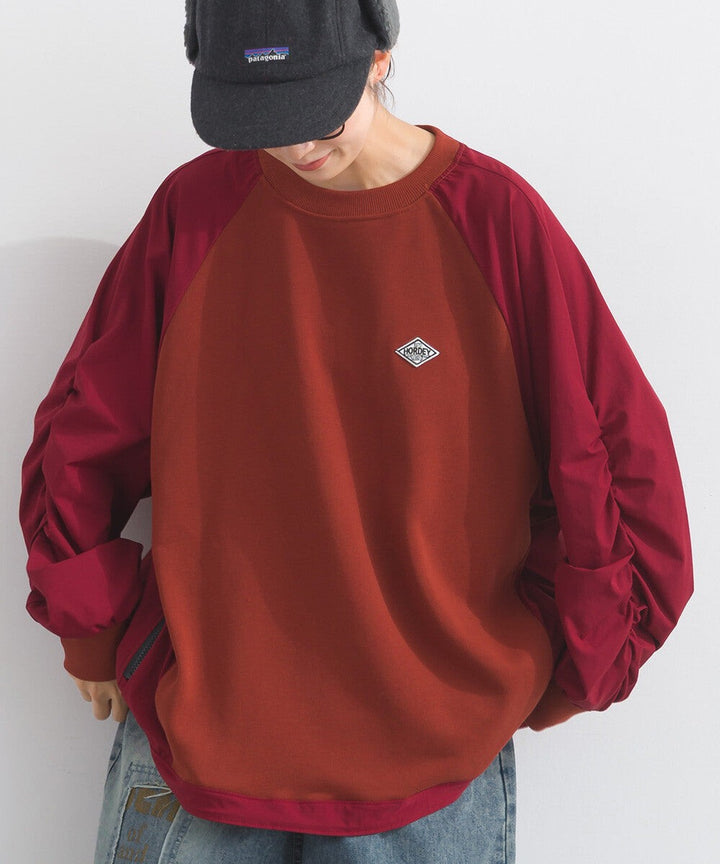 【iriey】復古改造風 厚刷毛×尼龍拼接 拉鍊套頭衫 Japan E-Shop