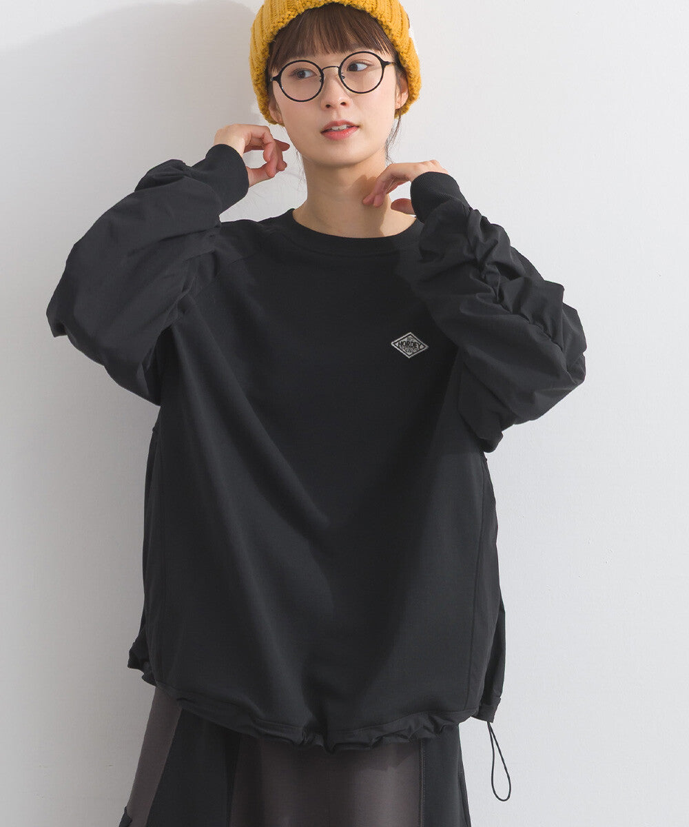 【iriey】復古改造風 厚刷毛×尼龍拼接 拉鍊套頭衫 Japan E-Shop