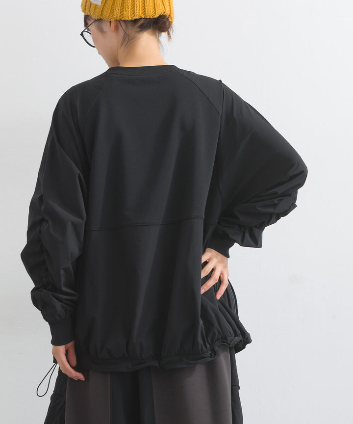 【iriey】復古改造風 厚刷毛×尼龍拼接 拉鍊套頭衫 Japan E-Shop