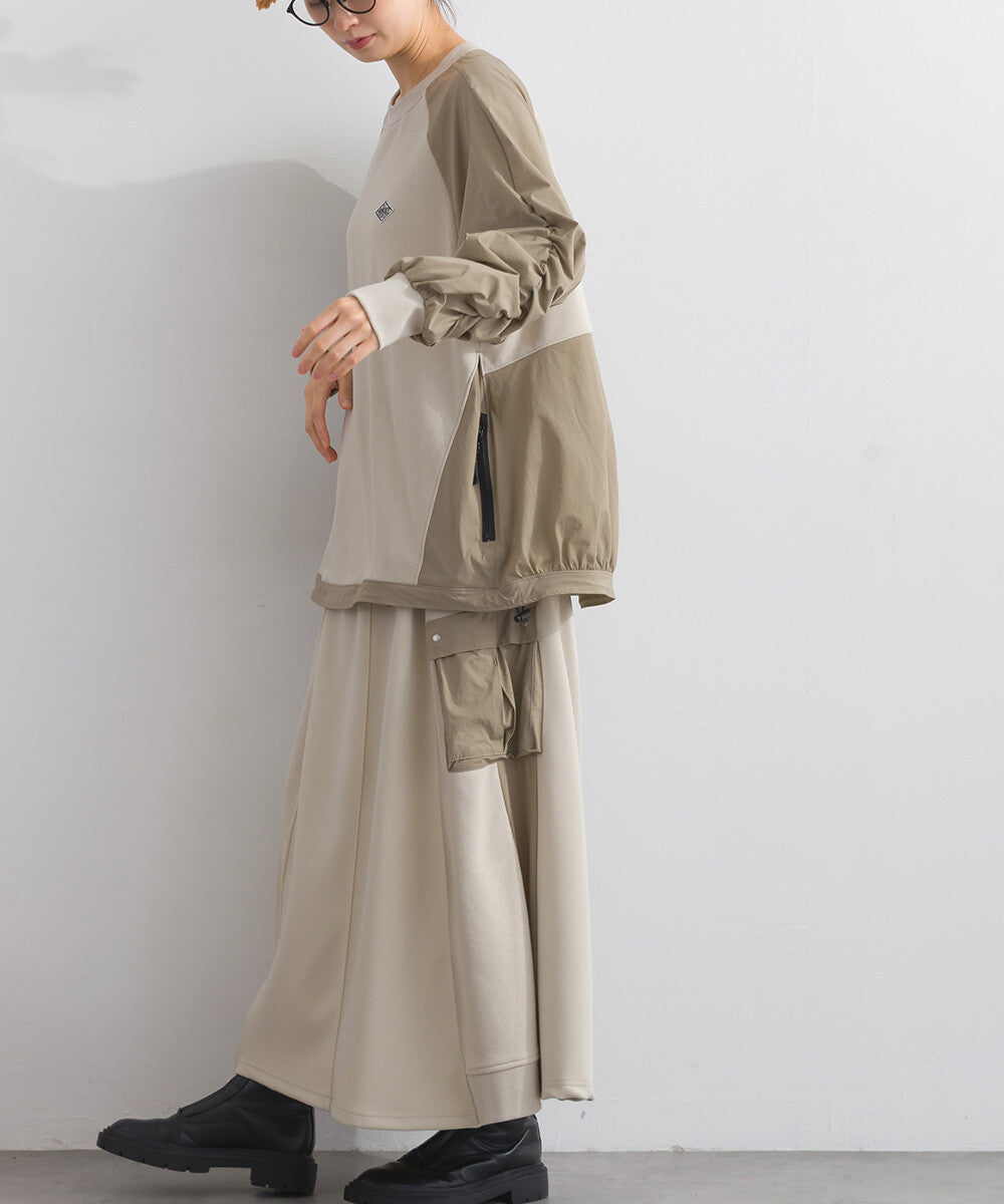 【iriey】復古改造風 厚刷毛×尼龍拼接 拉鍊套頭衫 Japan E-Shop