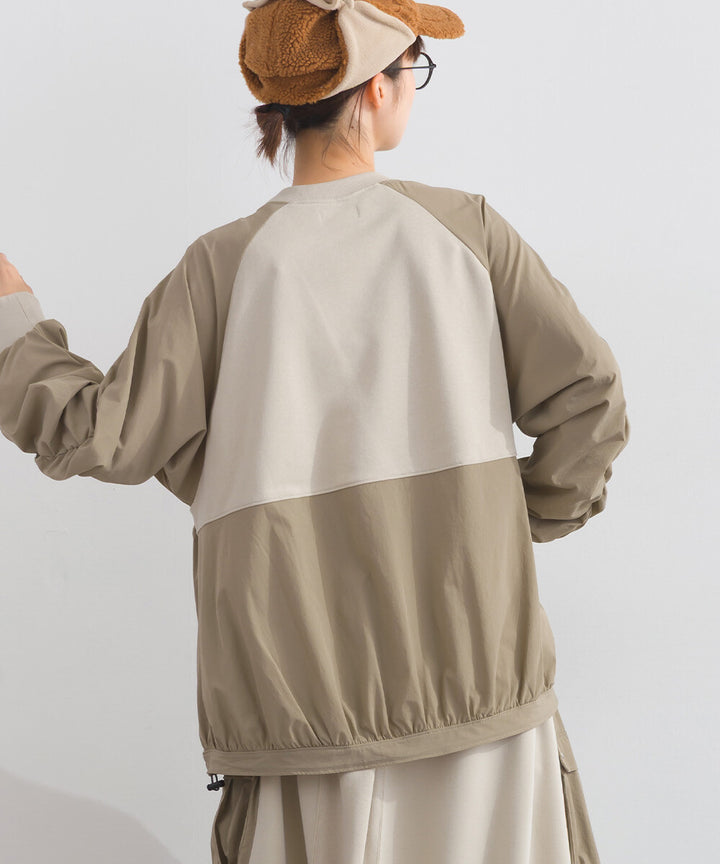 【iriey】復古改造風 厚刷毛×尼龍拼接 拉鍊套頭衫 Japan E-Shop