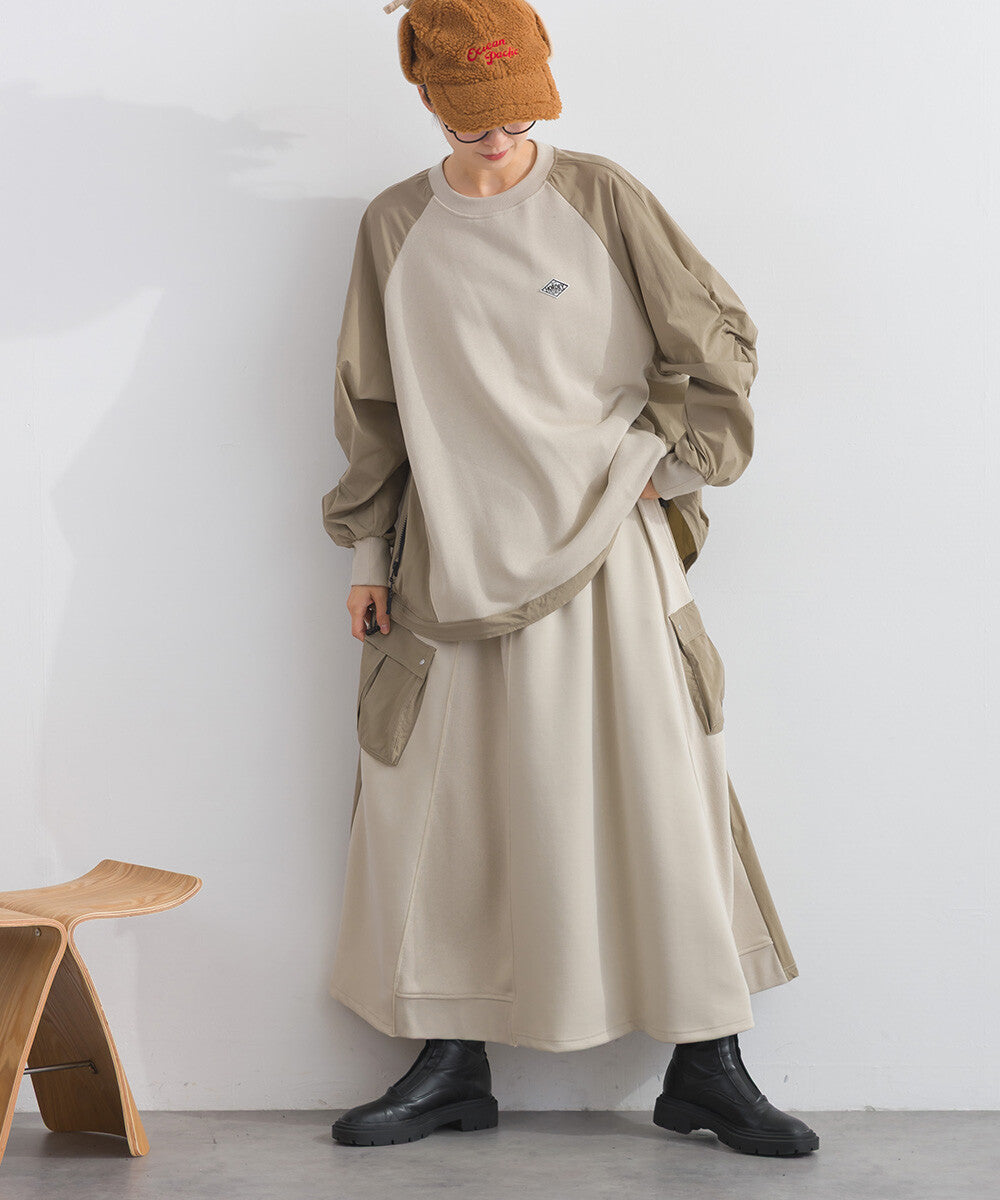 【iriey】復古改造風 厚刷毛×尼龍拼接 拉鍊套頭衫 Japan E-Shop