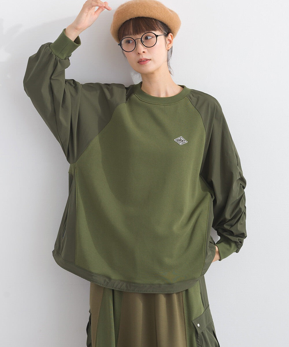 【iriey】復古改造風 厚刷毛×尼龍拼接 拉鍊套頭衫 Japan E-Shop