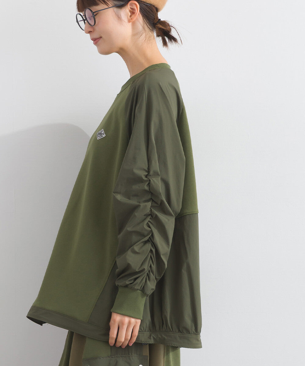【iriey】復古改造風 厚刷毛×尼龍拼接 拉鍊套頭衫 Japan E-Shop