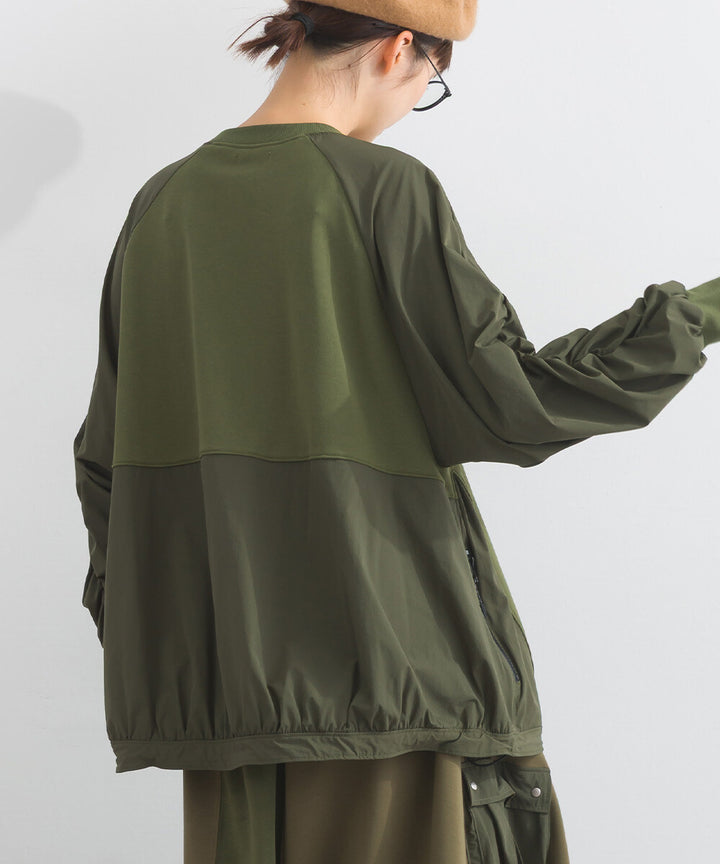 【iriey】復古改造風 厚刷毛×尼龍拼接 拉鍊套頭衫 Japan E-Shop