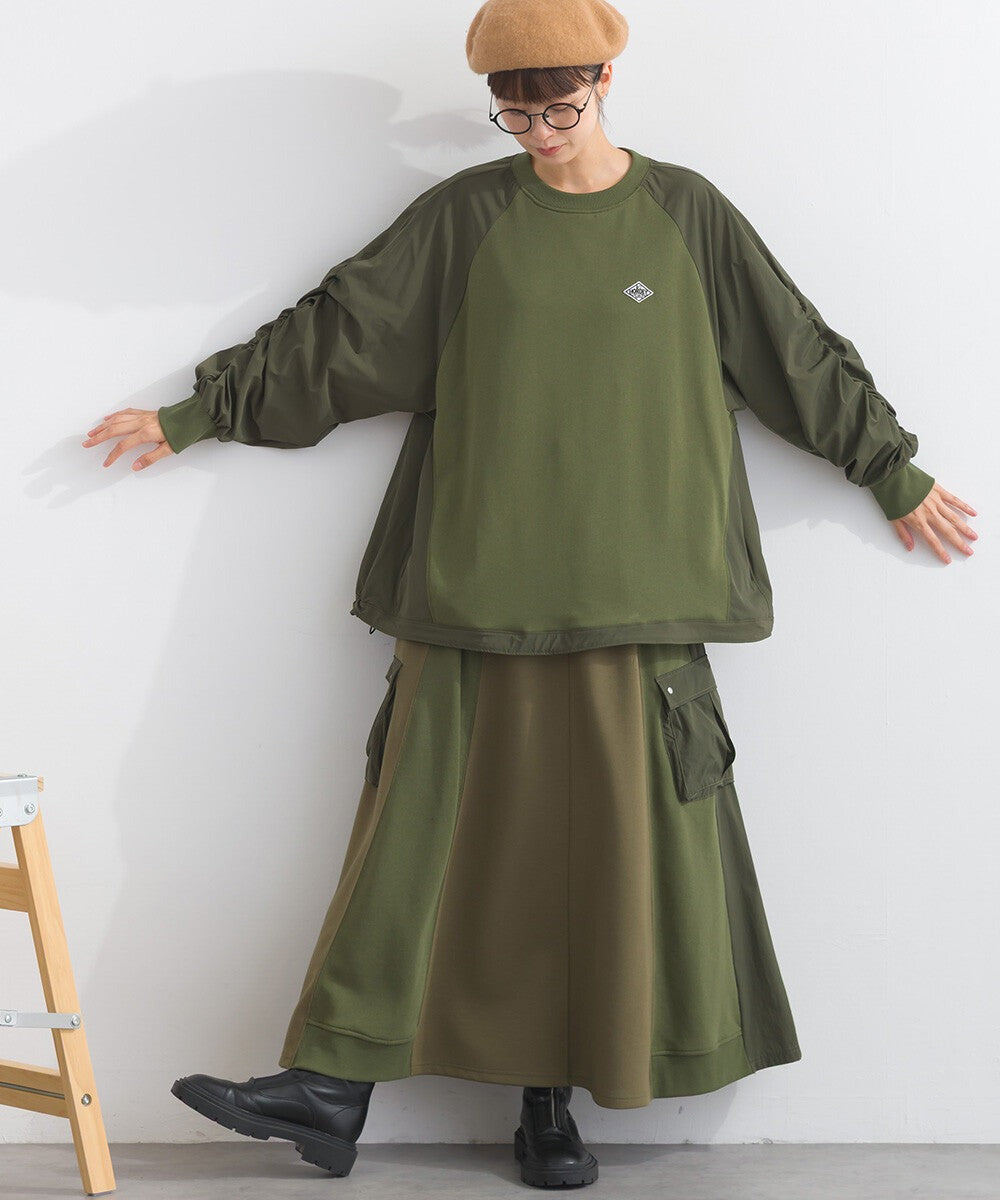【iriey】復古改造風 厚刷毛×尼龍拼接 拉鍊套頭衫 Japan E-Shop