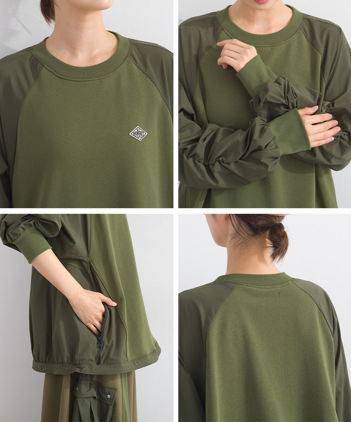 【iriey】復古改造風 厚刷毛×尼龍拼接 拉鍊套頭衫 Japan E-Shop
