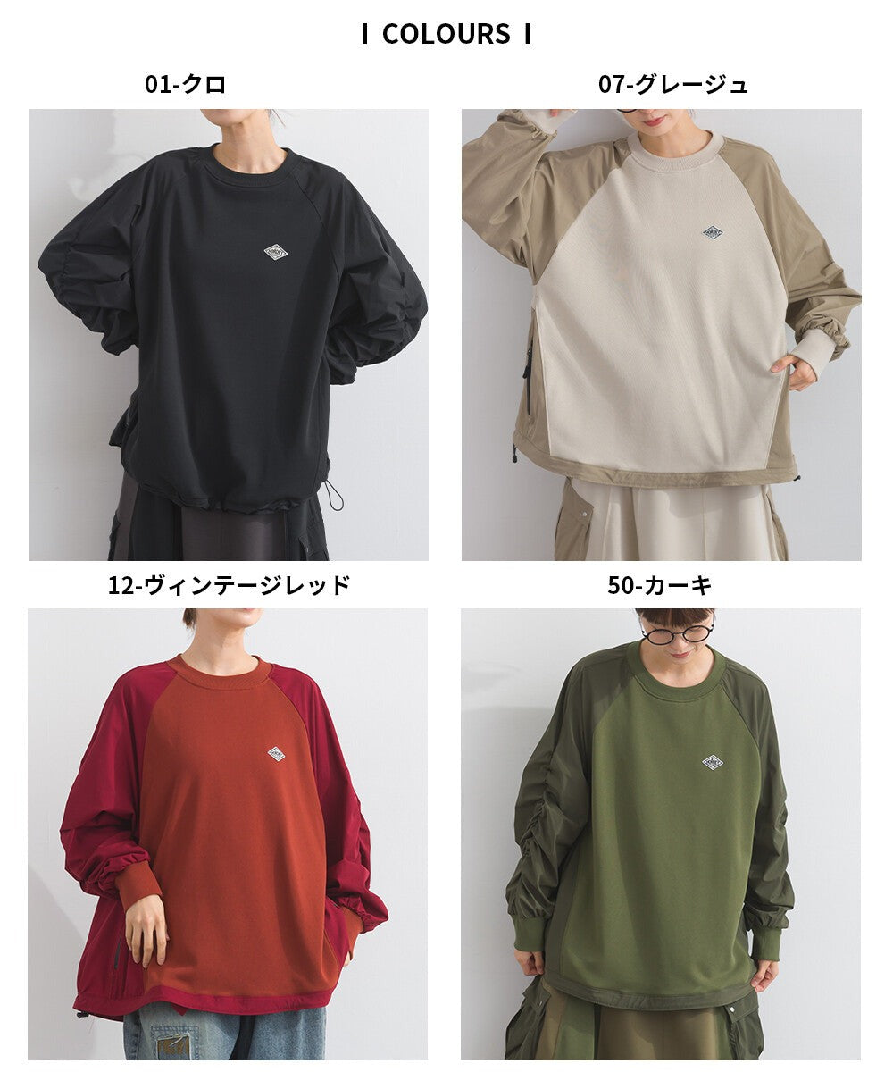 【iriey】復古改造風 厚刷毛×尼龍拼接 拉鍊套頭衫 Japan E-Shop