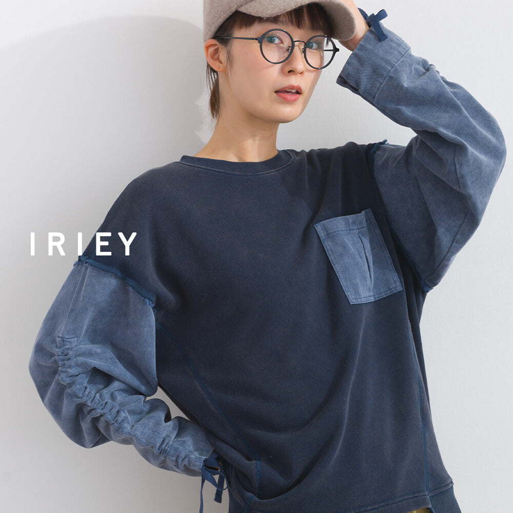 【iriey】袖口縮褶 雪花水洗厚刷毛 異材質套頭衫 顏色