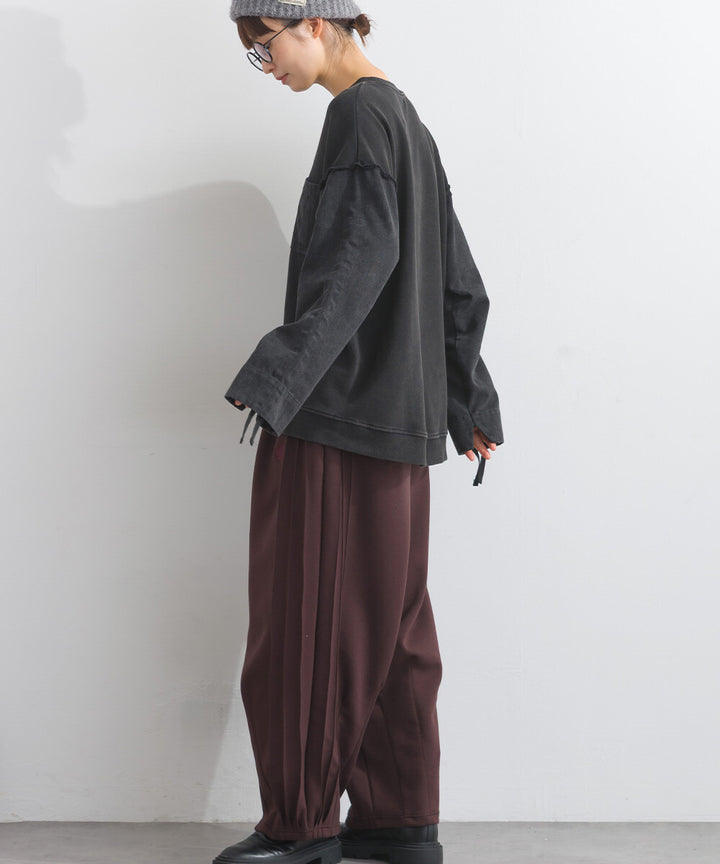 【iriey】袖口縮褶 雪花水洗厚刷毛 異材質套頭衫 Japan E-Shop