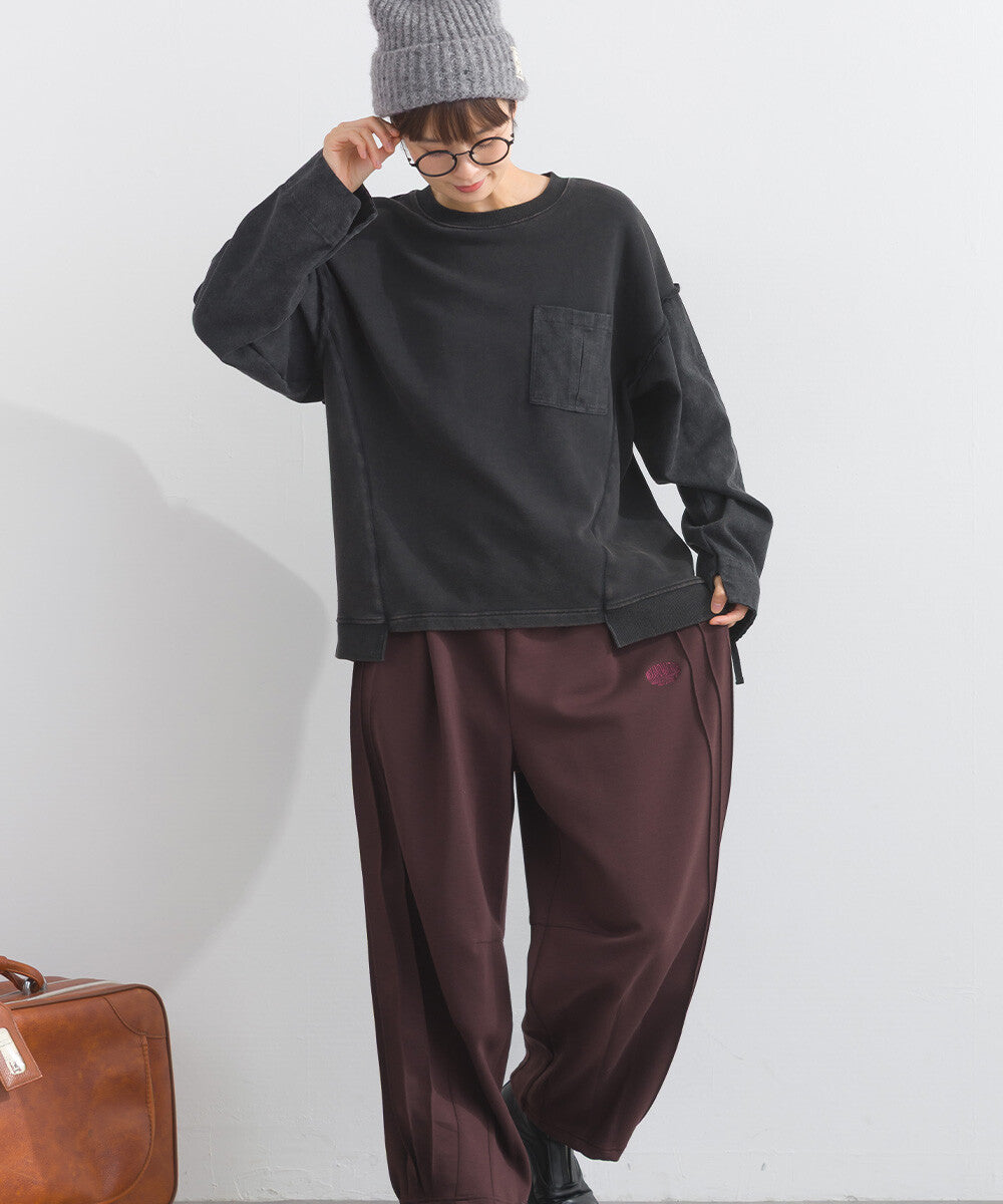 【iriey】袖口縮褶 雪花水洗厚刷毛 異材質套頭衫 Japan E-Shop