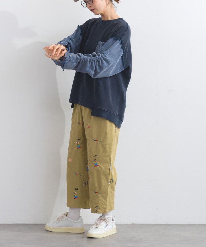 【iriey】袖口縮褶 雪花水洗厚刷毛 異材質套頭衫 Japan E-Shop