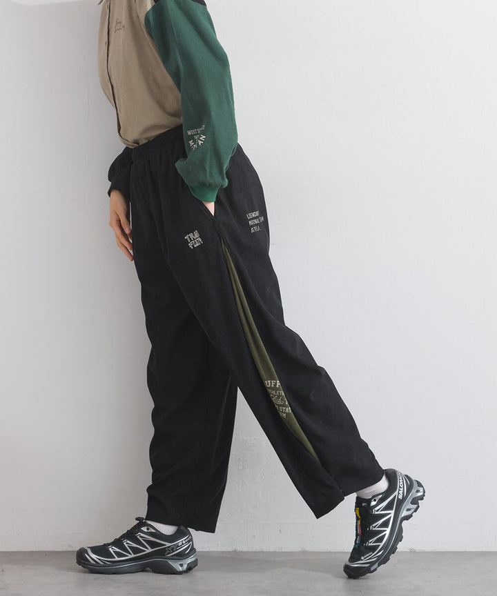 【iriey】燈芯絨側褶 多款品牌字母 撞色配色長褲 Japan E-Shop