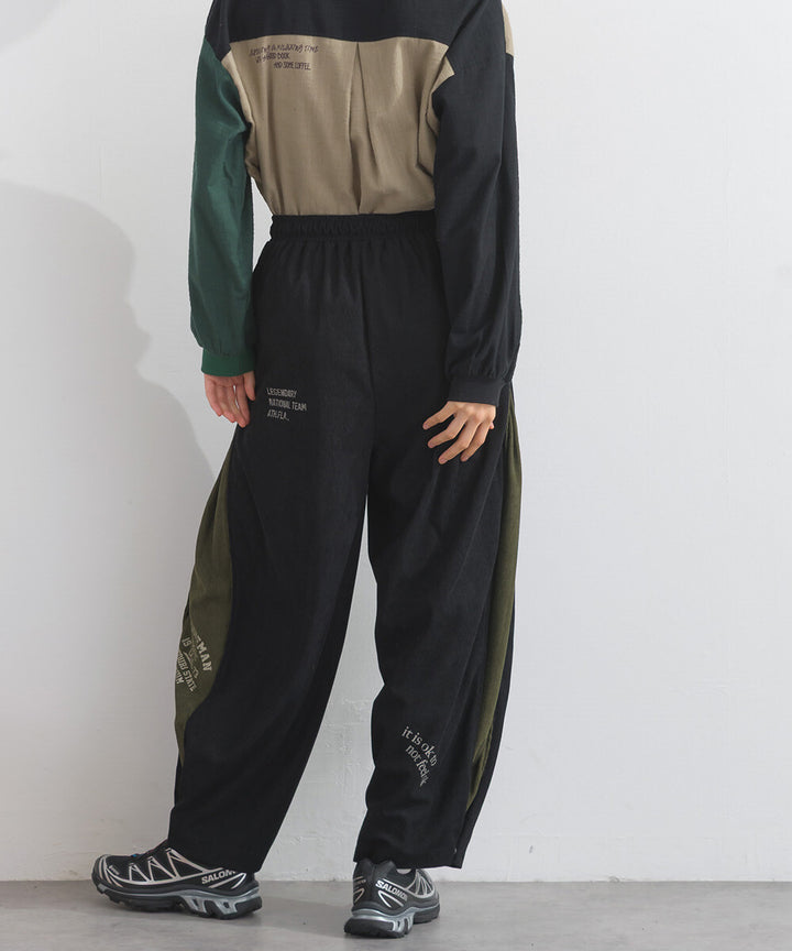 【iriey】燈芯絨側褶 多款品牌字母 撞色配色長褲 Japan E-Shop