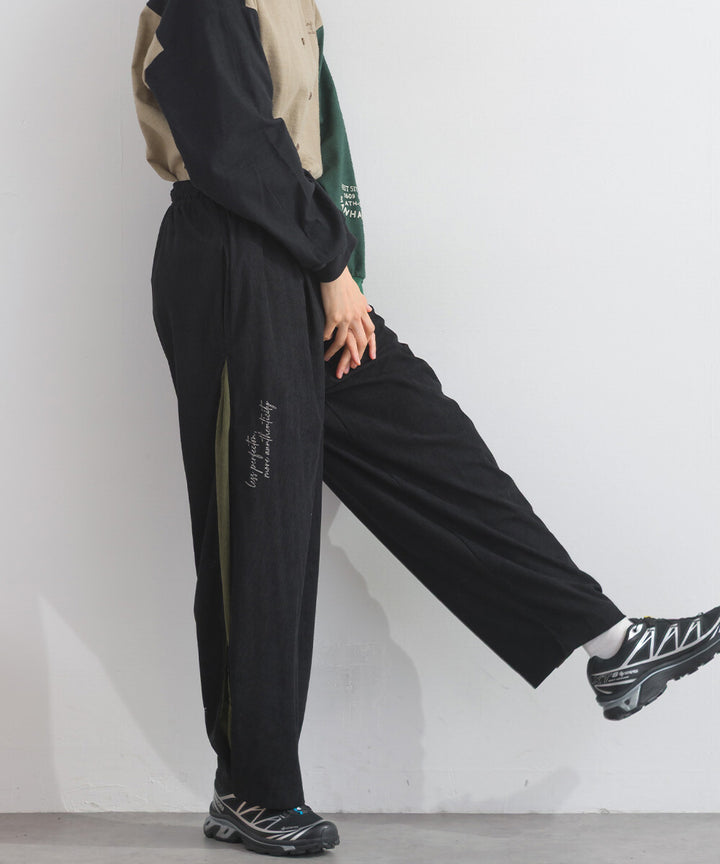 【iriey】燈芯絨側褶 多款品牌字母 撞色配色長褲 Japan E-Shop