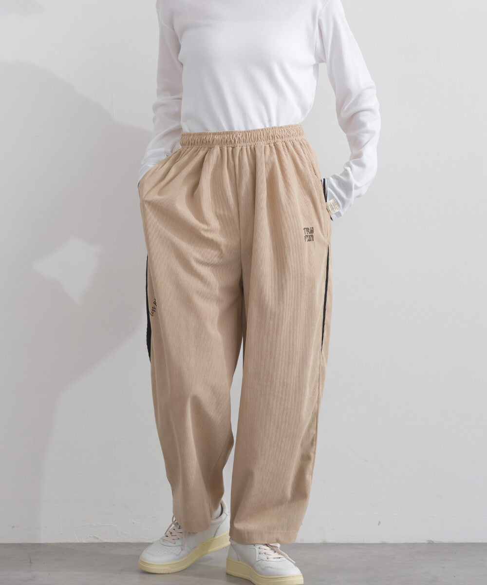 【iriey】燈芯絨側褶 多款品牌字母 撞色配色長褲 Japan E-Shop
