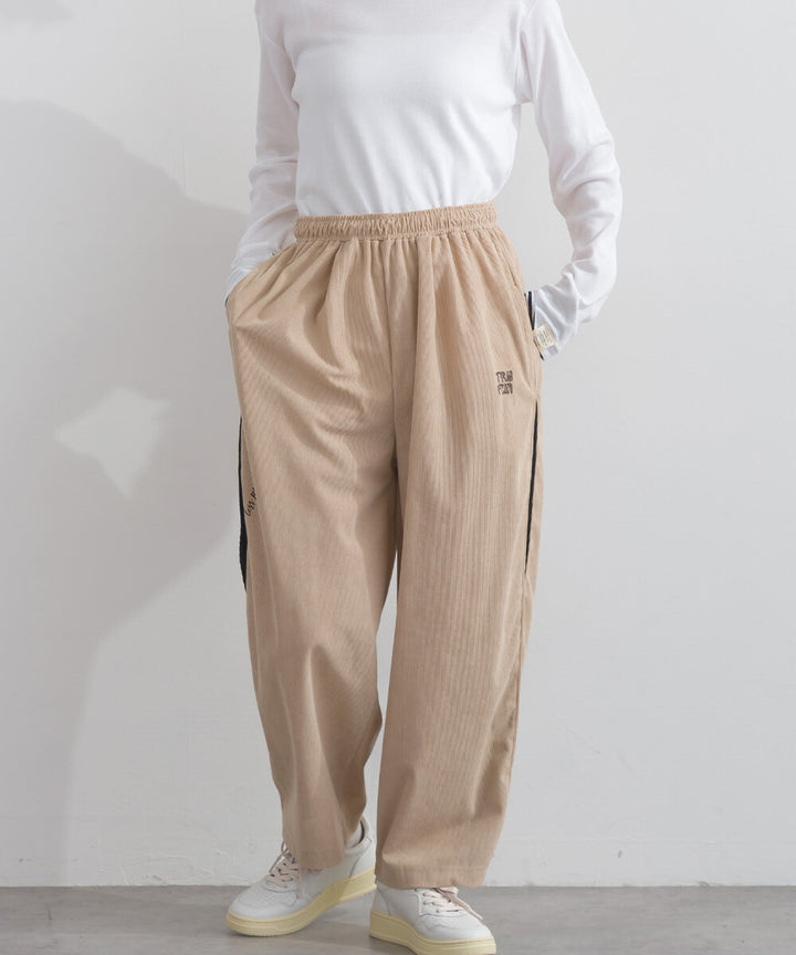 【iriey】燈芯絨側褶 多款品牌字母 撞色配色長褲 Japan E-Shop