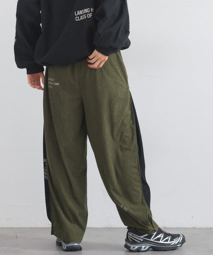 【iriey】燈芯絨側褶 多款品牌字母 撞色配色長褲 Japan E-Shop