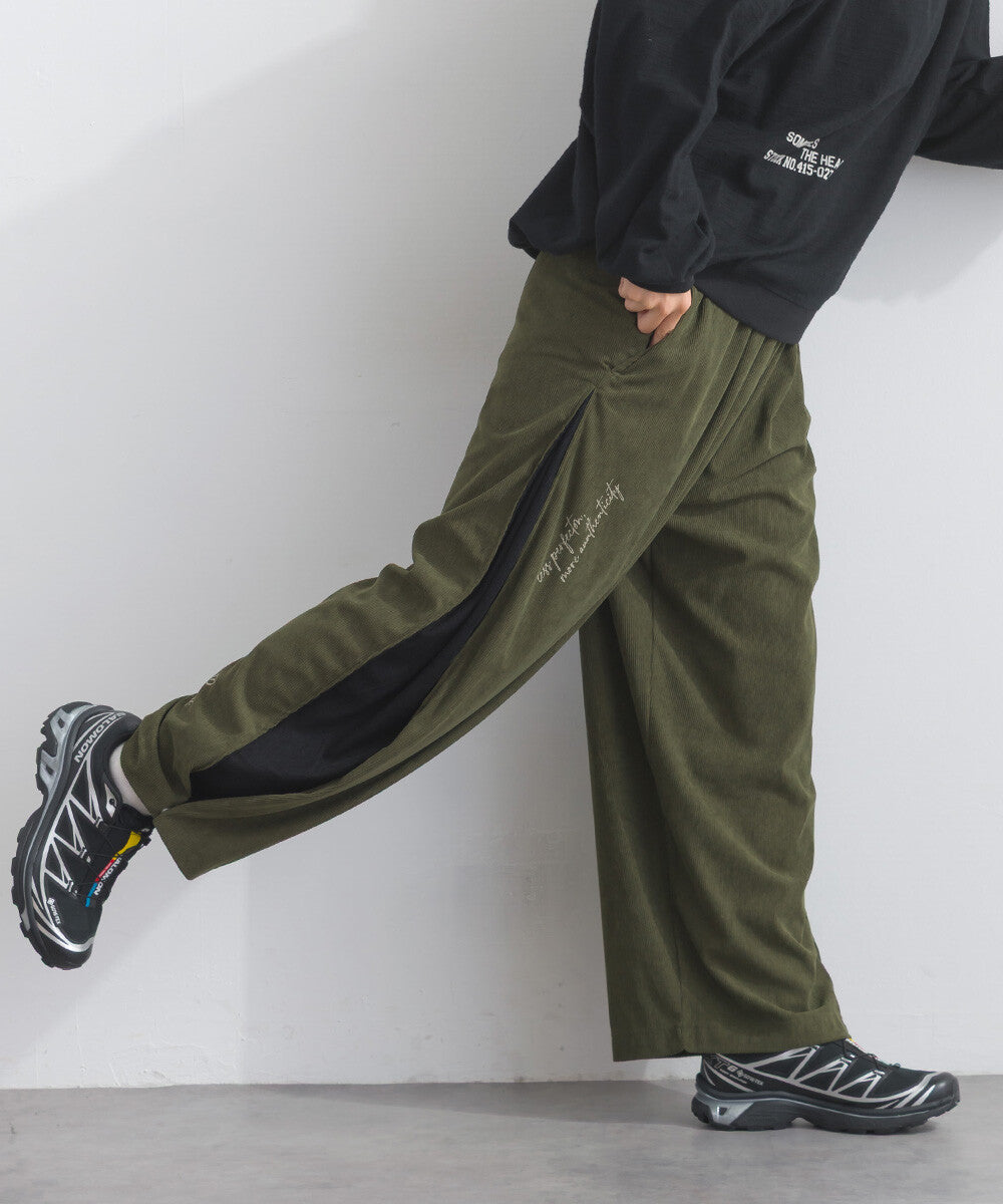 【iriey】燈芯絨側褶 多款品牌字母 撞色配色長褲 Japan E-Shop