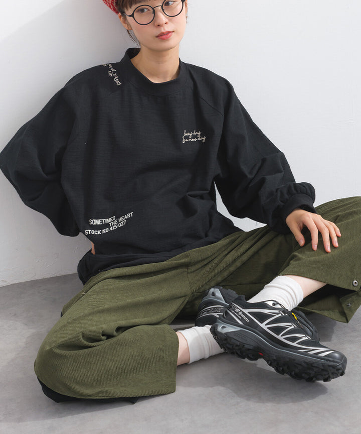 【iriey】燈芯絨側褶 多款品牌字母 撞色配色長褲 Japan E-Shop