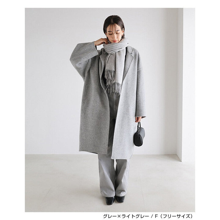 【evernavy】100%羊毛雙面配色大披肩 60×190公分 Japan E-Shop