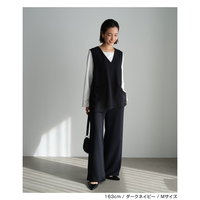 【evernavy】垂墜感鬆緊腰口袋寬直筒長褲 Japan E-Shop